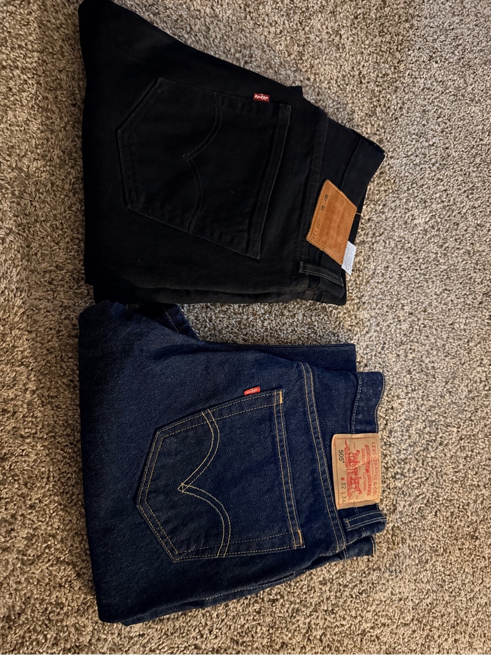 Levi's Black & Blue Denim Jeans Duo size 32x34 (vintage 501 ‘93 and 505)